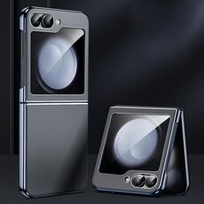 Per Samsung Galaxy Z Flip6 Custodia pieghevole in PU con cornice elettrolitica (grigio)