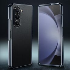 Custodia per telefono pieghevole in PU con telaio elettrolitico per Samsung Galaxy Z Fold6 (nera)