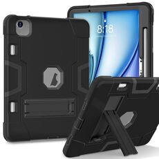 Per iPad Air 11 2024 Custodia per tablet PC in silicone acrilico a colori a contrasto con supporto (nero)