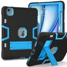 Per iPad Air 11 2024 Custodia per tablet in silicone acrilico per PC con supporto a contrasto (nero blu)