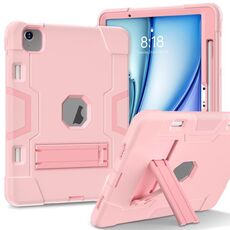 Custodia per tablet PC in silicone acrilico con colori a contrasto per iPad Air 11 2024 con supporto (oro rosa)
