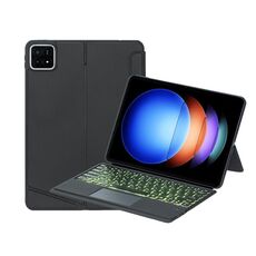 Per Xiaomi Pad 6S Pro 12.4 T0N10-AS Custodia con tastiera Bluetooth touch retroilluminata girevole staccabile (nera)