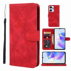 Custodia per telefono in pelle con linee geometriche per Honor X7a Skin Feel (rossa)