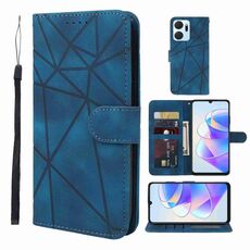 Custodia per telefono in pelle con linee geometriche per Honor X7a Skin Feel (blu)
