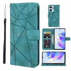Custodia in pelle per telefono cellulare con linee geometriche Skin Feel For Honor X7a (verde)