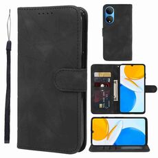 Custodia per telefono in pelle con linee geometriche per Honor X7 Skin Feel (nera)