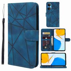 Custodia per telefono in pelle con linee geometriche per Honor X7 Skin Feel (blu)