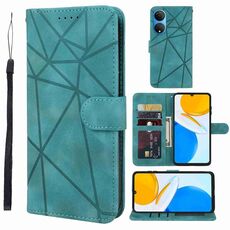 Custodia per telefono in pelle con linee geometriche per Honor X7 Skin Feel (verde)