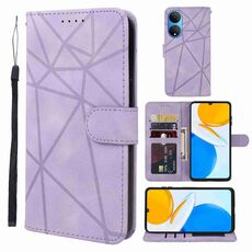 Custodia per telefono in pelle con linee geometriche per Honor X7 Skin Feel (viola)