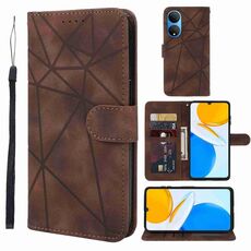 Custodia per telefono in pelle con linee geometriche per Honor X7 Skin Feel (marrone)