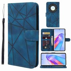 Custodia per telefono in pelle con linee geometriche per Honor X9a Skin Feel (blu)