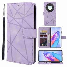 Custodia per telefono in pelle con linee geometriche per Honor X9a Skin Feel (viola)