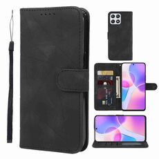 Custodia per telefono in pelle con linee geometriche per Honor X30i Skin Feel (nera)