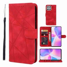 Custodia per telefono in pelle con linee geometriche per Honor X30i Skin Feel (rossa)