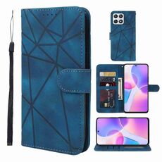 Custodia per telefono in pelle con linee geometriche per Honor X30i Skin Feel (blu)