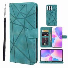 Custodia per telefono in pelle con linee geometriche per Honor X30i Skin Feel (verde)