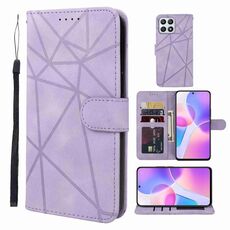 Custodia per telefono in pelle con linee geometriche per Honor X30i Skin Feel (viola)