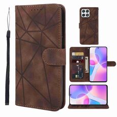 Custodia in pelle per telefono cellulare con linee geometriche Skin Feel For Honor X30i (marrone)