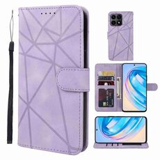 Custodia per telefono in pelle con linee geometriche per Honor X8a Skin Feel (viola)