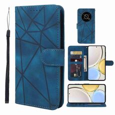 Custodia per telefono in pelle con linee geometriche per Honor X9 Skin Feel (blu)