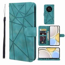 Custodia per telefono in pelle con linee geometriche per Honor X9 Skin Feel (verde)