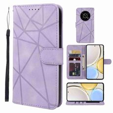 Custodia per telefono in pelle con linee geometriche per Honor X9 Skin Feel (viola)