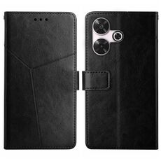 Per Xiaomi Redmi 13 4G Custodia per cellulare in pelle con motivo globale a forma di Y (nera)