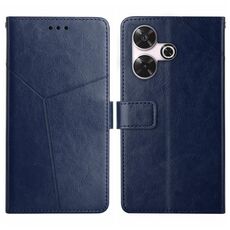 Per Xiaomi Redmi 13 4G Custodia per cellulare in pelle con motivo globale a forma di Y (blu)