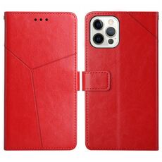 Per iPhone 16 Pro Max HT01 Custodia per cellulare in pelle con motivo a Y (rossa)