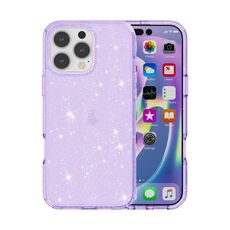 Custodia per telefono in polvere glitter antiurto Terminator per iPhone 16 Pro Max (viola)