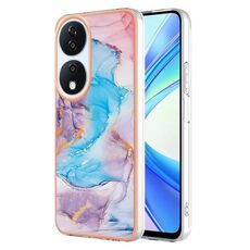Custodia per telefono in TPU galvanico IMD per Honor X7b 4G / X7b 5G (marmo blu)