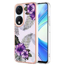 Custodia per telefono in TPU galvanico IMD per Honor X7b 4G / X7b 5G (fiore viola)