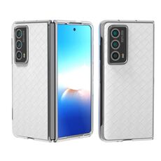 Custodia per telefono in PU con struttura trasparente con struttura intrecciata per Honor Magic Vs2 (bianca)
