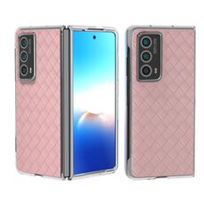 Custodia per telefono in PU con struttura trasparente con trama intrecciata per Honor Magic Vs2 (rosa)