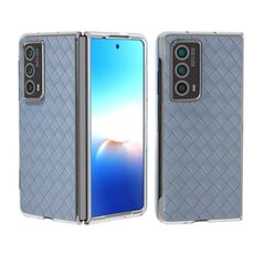 Custodia per telefono in PU con struttura trasparente con struttura intrecciata per Honor Magic Vs2 (azzurro)