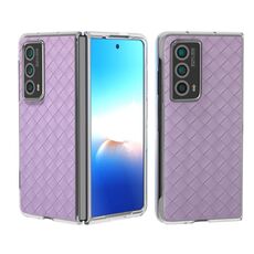 Custodia per telefono in PU con struttura trasparente con struttura intrecciata per Honor Magic Vs2 (viola)
