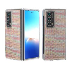Custodia per telefono in PU con cornice trasparente colorata per Honor Magic Vs2 (rosa)