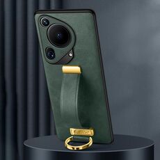 Custodia per telefono antiurto per Huawei Pura 70 Ultra SULADA PC + texture in pelle (verde)