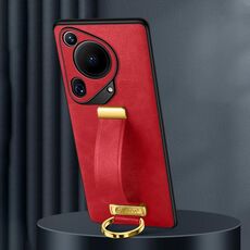 Custodia per telefono antiurto per Huawei Pura 70 Ultra SULADA PC + texture in pelle (rosso)