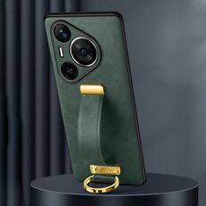 Custodia per telefono antiurto per Huawei Pura 70 SULADA PC + texture in pelle (verde)