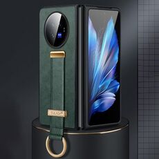 Custodia per telefono antiurto per vivo X Fold3 SULADA PC + texture in pelle (verde)