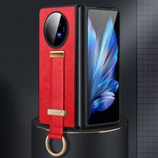 Custodia per telefono antiurto per vivo X Fold3 SULADA PC + texture in pelle (rosso)