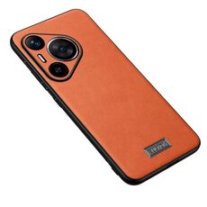 Per Huawei Pura 70 SULADA TPU antiurto + custodia per telefono in pelle fatta a mano (arancione)