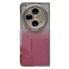 Per OPPO Find N3 Cornice galvanica + Custodia per telefono a copertura totale in carta glitterata (rosa)