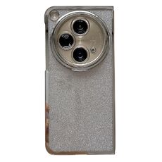Per OPPO Find N3 Cornice galvanica + Custodia per telefono a copertura totale in carta glitterata (Argento)