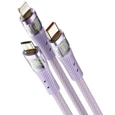 Cavo dati di ricarica rapida USB-C/Type-C 3 in 1 ROCK G20 da 1,5 m 100 W (viola)