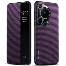 Per Huawei Pura 70 Ultra SULADA Kevlar 600D Texture Smart Window Custodia in pelle per telefono (viola)