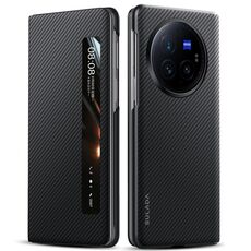 Per vivo X Fold3 Pro SULADA Kevlar 600D Texture Smart Window Custodia in pelle per telefono (nero)