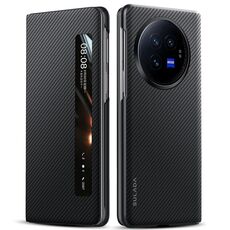 Per vivo X Fold3 SULADA Kevlar 600D Texture Smart Window Custodia in pelle per telefono (nero)