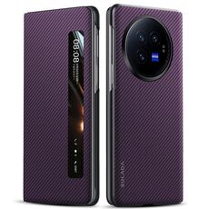 Custodia per cellulare in pelle Smart Window per vivo X Fold3 SULADA Kevlar 600D (viola)